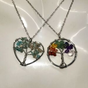 Natural Gemstone Tree of Life Necklace Set #8 – 2 for $12 – Heart & Chakra Style